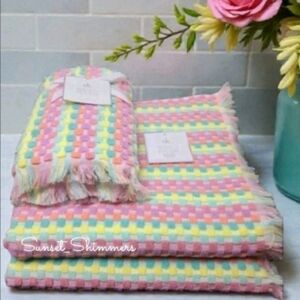 4pc Spring Easter Pastel Gingham Check Bath Hand Towel Set Deborah Connolly